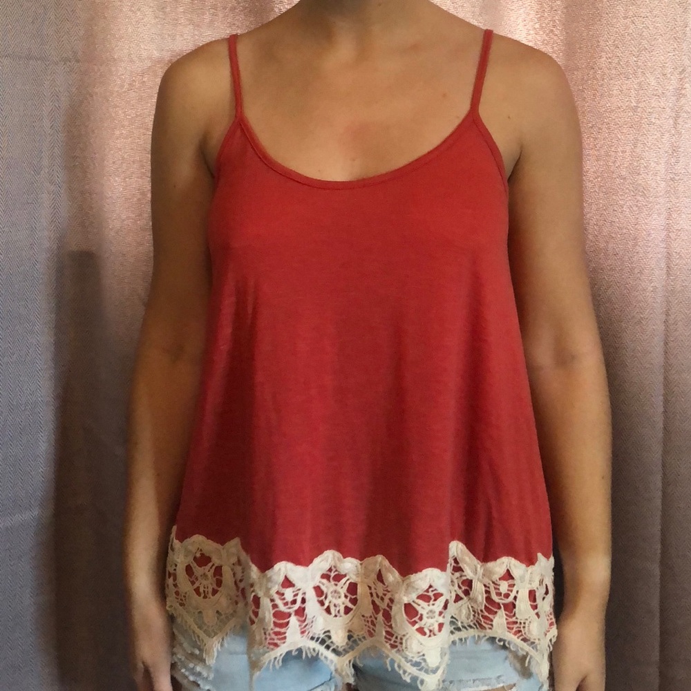 Red flowy tank top